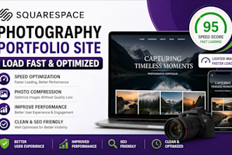 squarespace photography portfolio site load fast fix photo compress optimization