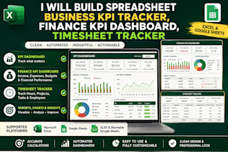 build spreadsheet business KPI tracker, finance kpi dashboard, timesheet tracker