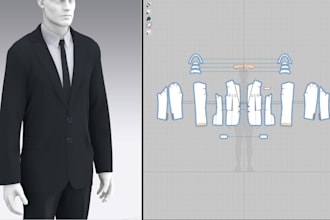 make garment sewing pattern, pattern grading, clothing tech pack, clo3d designs