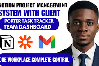 notion project management system with client portal task tracker team dashboard
