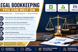 provide legal bookkeeping using centerbase, actionstep and mycase