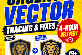 do urgent vector tracing and graphic design fixes in 4 hours