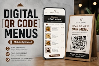 design a mobile restaurant menu landing page with custom qr code