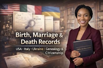 do genealogy, obtain birth, marriage certificate in ukraine, USA, italy