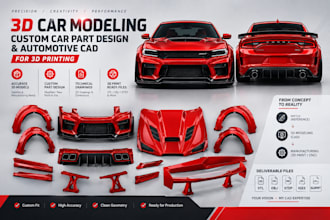 3d car modeling automotive cad design custom car parts bodykits for 3d printing