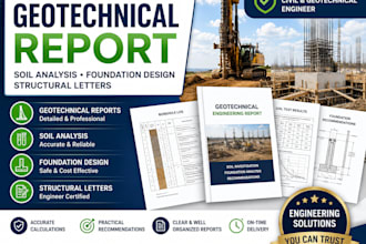 prepare geotechnical report, soil analysis and foundation design