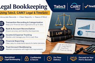provide legal bookkeeping using tabs3, caret legal and timesolv