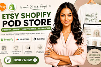 setup etsy shopify print on demand store with printify, printful etsy pod store