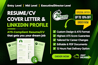 write and revamp resume, CV, cover letter, and linkedin