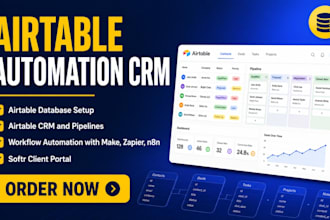 setup airtable database, softr webapp design n8n API make com zapier adalo glide