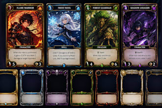 create fantasy tcg card template trading card  japanese anime tcg card template