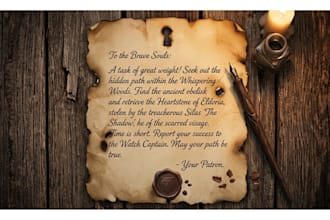 make custom dnd wanted quest letter and prop design for tabletop rpg