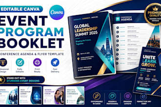 do editable canva event program booklet conference agenda and flyer template