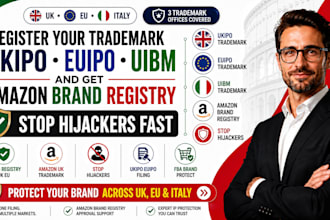 register your trademark with ukipo, euipo, uibm  and get brand registry approved