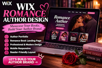 do wix romance author website, author portfolio, book landing page, book website