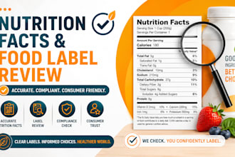 review nutrition facts and food labels for compliance
