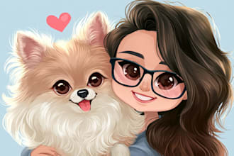draw anime style cute chili portrait for you and your pet