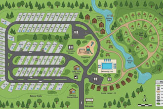 design custom campground map, rv park map, campsite layout and site plans