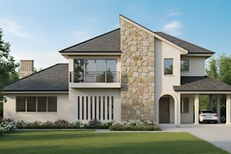 redesign house exterior facade, renovation and photorealistic 3d rendering
