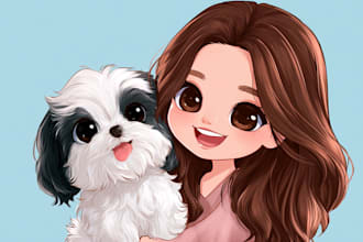 draw anime style cute chili portrait for you and your pet
