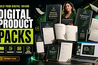 design digital product packs, ebooks, workbooks, planners and canva templates