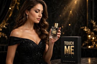 create luxury perfume ad with ai model for your brand