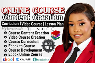create online course content, curriculum, course development and video course