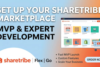 setup sharetribe marketplace website sharetribe flex go mvp expert develop
