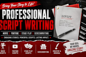 do movie script for youtube script, screenwriting, script writing, stage play