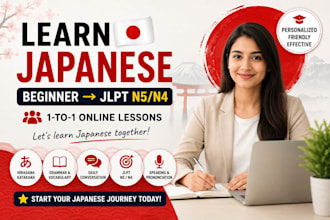 teach japanese for beginners, jlpt n5 n4 and daily conversation