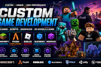 custom minecraft modpack fivem server plugin blockbench hytale roblox scripter