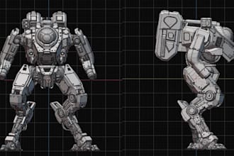model high detail 3d hard surface assets and mechs for 3d printing or games