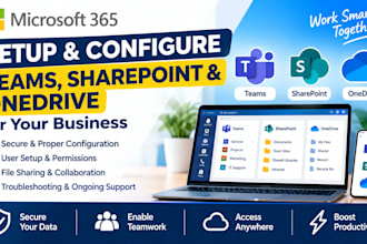 setup microsoft teams, sharepoint and onedrive for your business