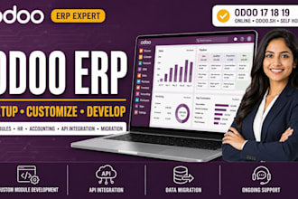 setup and customize odoo erp, odoo developer, modules, CRM and API integration