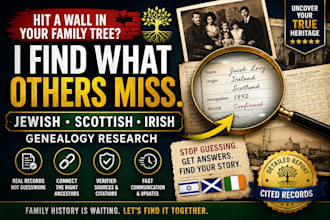do jewish, scottish and ireland ancestry genealogy research, citation record