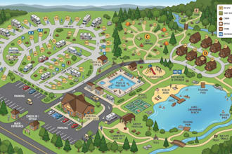 design 2d 3d isometric campground, rv park, resort and property site plan maps