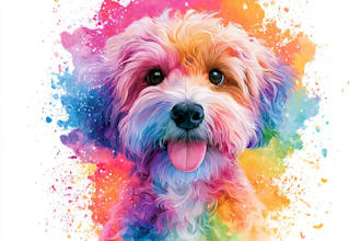 draw a rainbow watercolor portrait of your pet