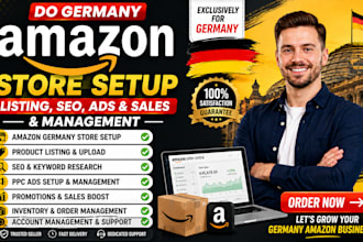 manage germany amazon store setup, germany  product listing, SEO, ads and sales