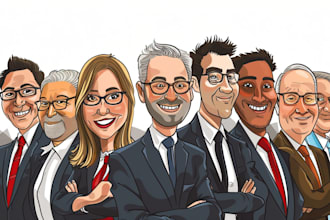 make a group cartoon caricature for a corporate or business