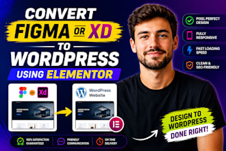 convert figma or xd to wordpress using elementor