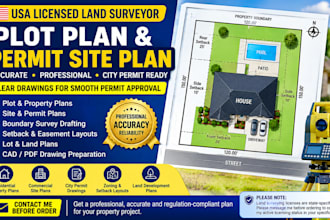 provide USA licensed land surveyor, plot plan and city permit site plan