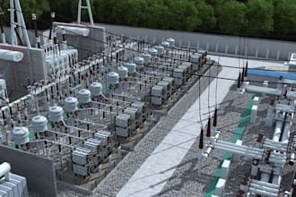 do 3d high voltage electrical substation design, modeling and 2d drawings