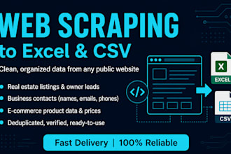 scrape website data to excel,and data extraction