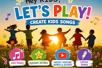 create kids songs, nursery rhymes, catchy youtube intros outros songs