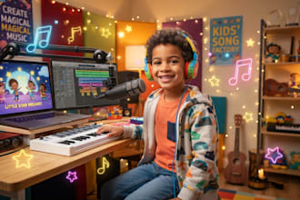 write sing kids music and produce children nursery rhymes jingle intro and outro