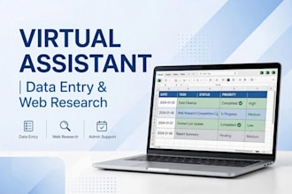 be your reliable virtual assitant for data entry and web research
