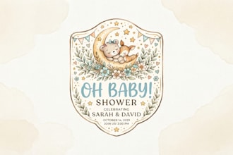 design a cute baby shower logo for your event