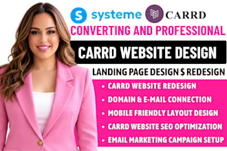 design and redesign carrd website, carrd co and carrd landing page