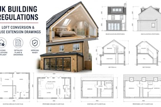 create UK building regulations loft conversion  and house extension drawings