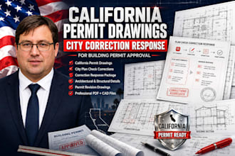 prepare california permit drawings and city correction response package